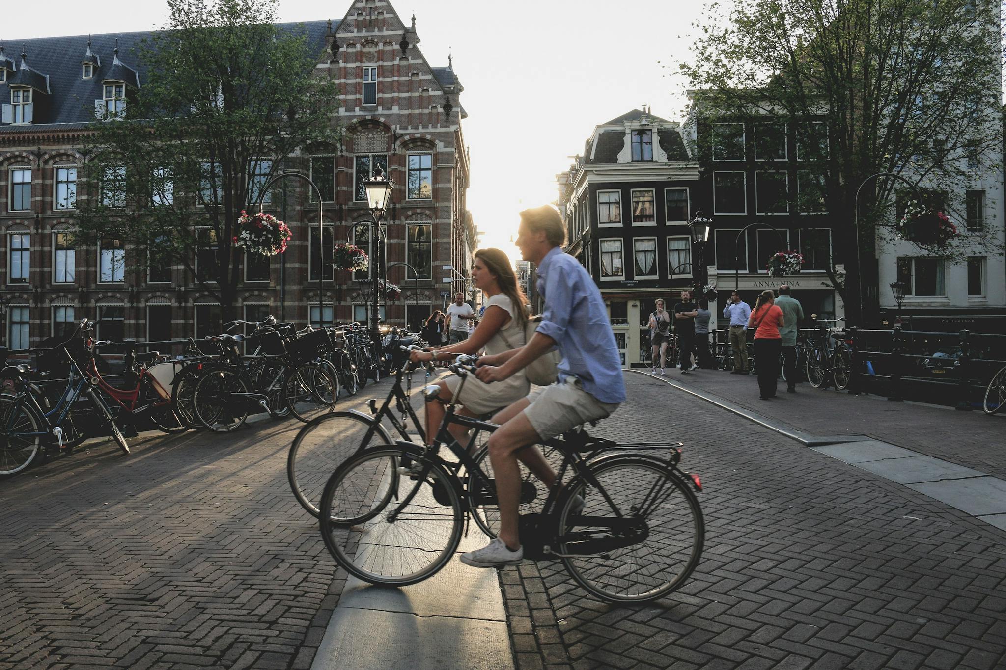 People on bikes in Amsterdam