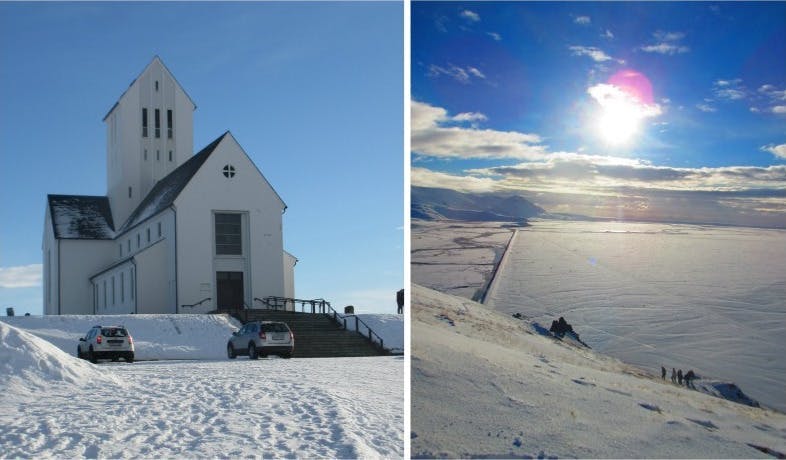 Skálholt Cathedral during the winter in Iceland