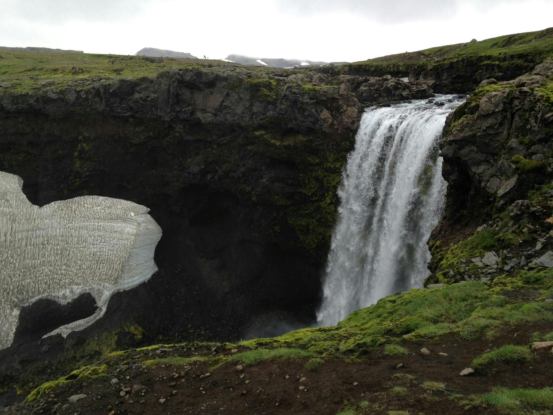 A waterfall on the Fimmvorduhals trail, Iceland. 