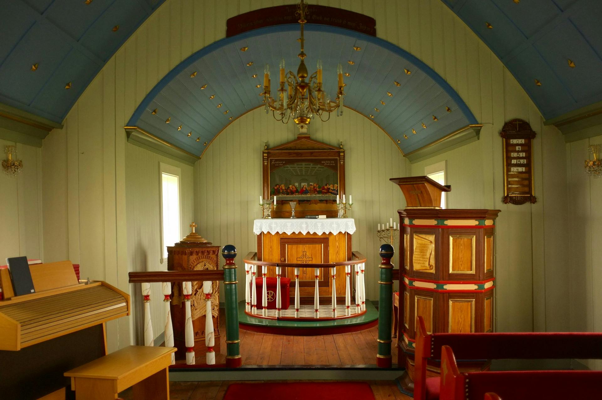 Inside a church in Grímsey. 
