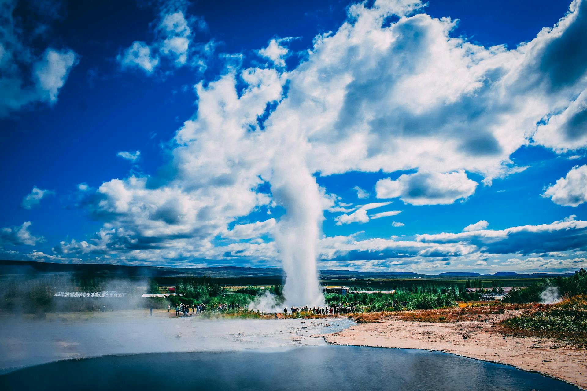 Strokkur erupting during a beautiful summer's day. 