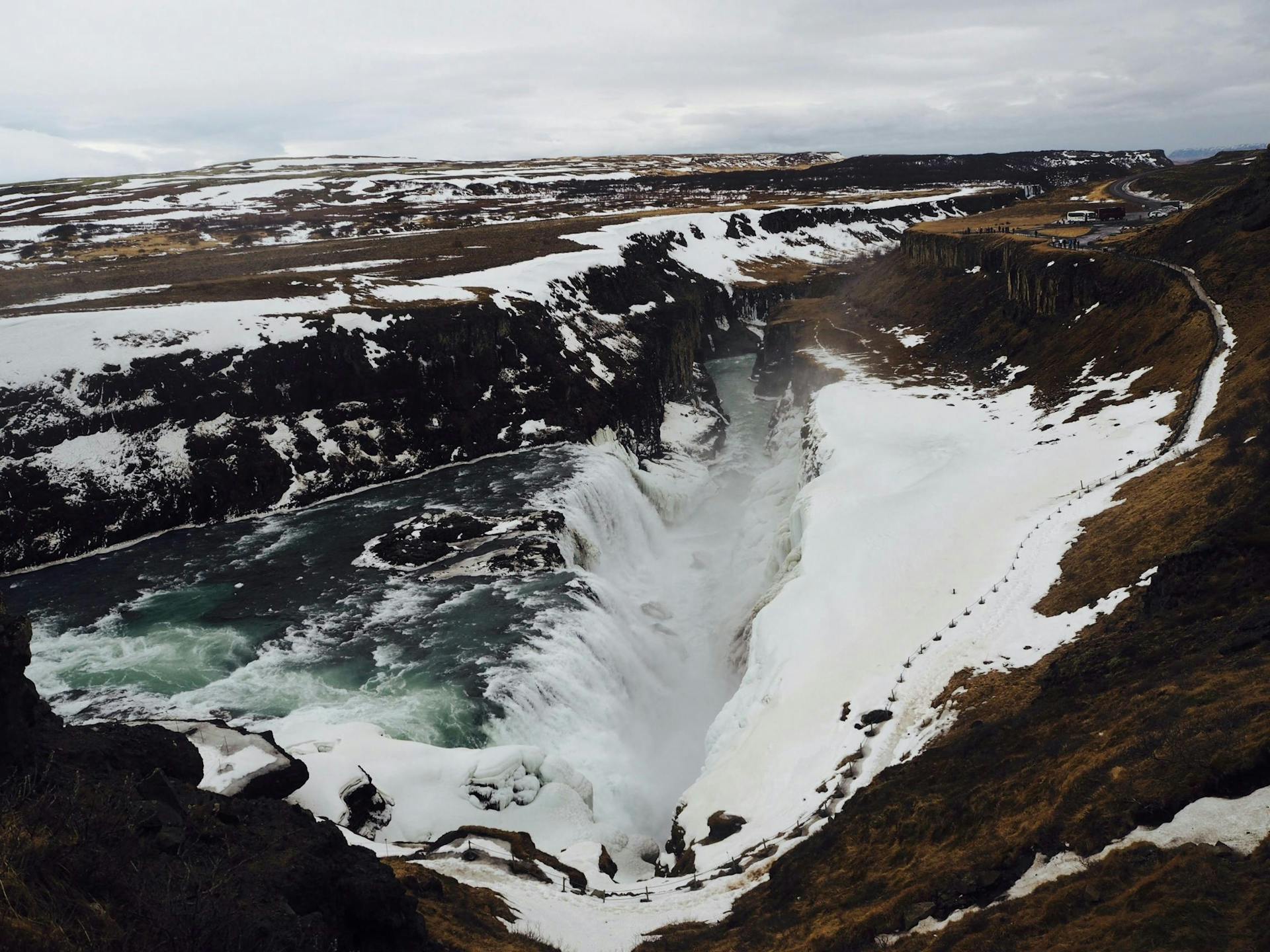 Gullfoss Waterfall in the wintertime. Iceland. 