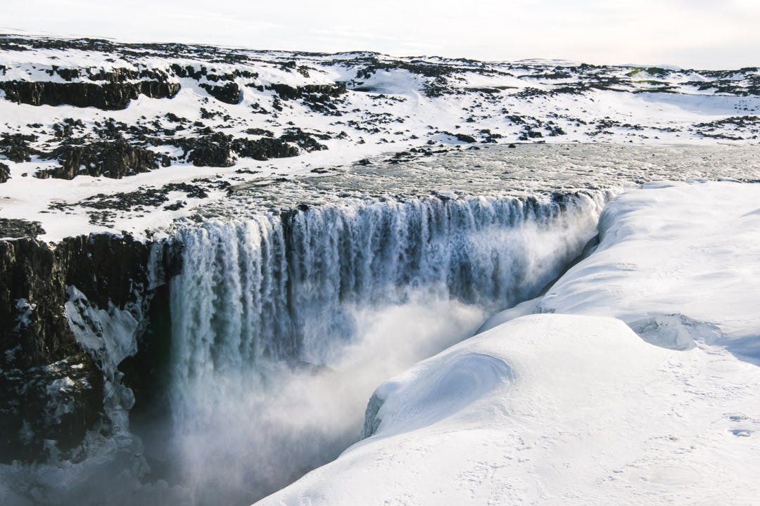 The mighty Dettifoss under its winter guise.