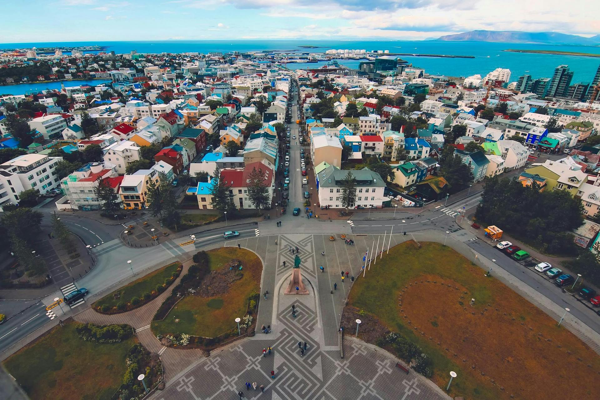 The streets of Reykjavik, as seen from the top of Hallgrimskirkja