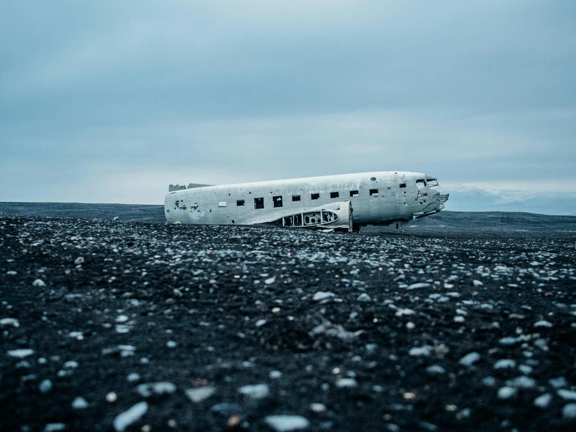 Sólheimasandur plane wreck in the southern part of Iceland. 