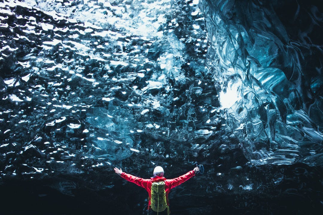 In the ice caves under Vatnajokull Glacier Iceland