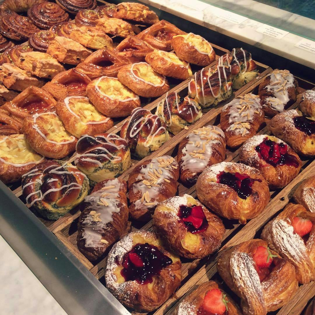 Different kinds of pastries. 