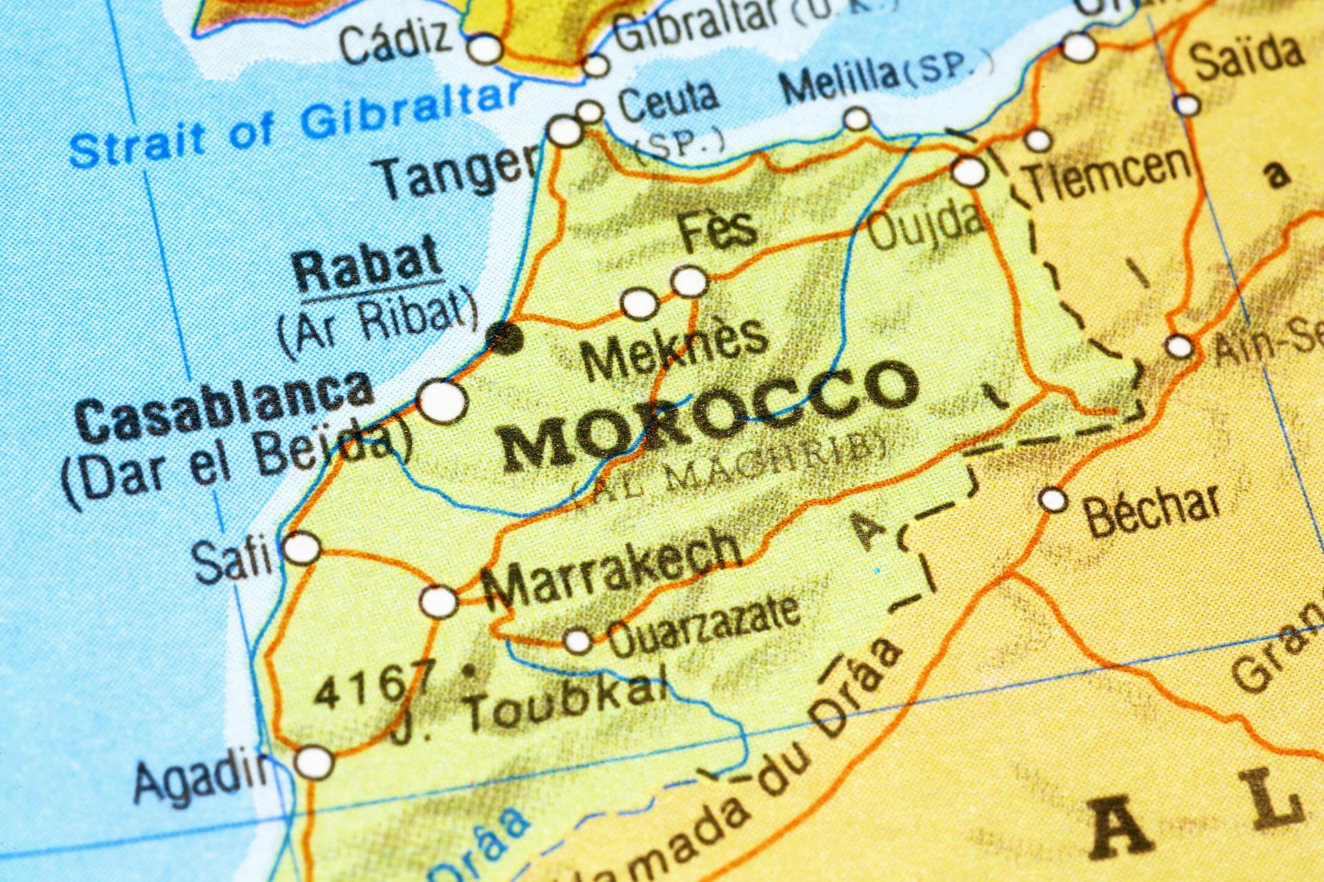 Morocco on a map. 