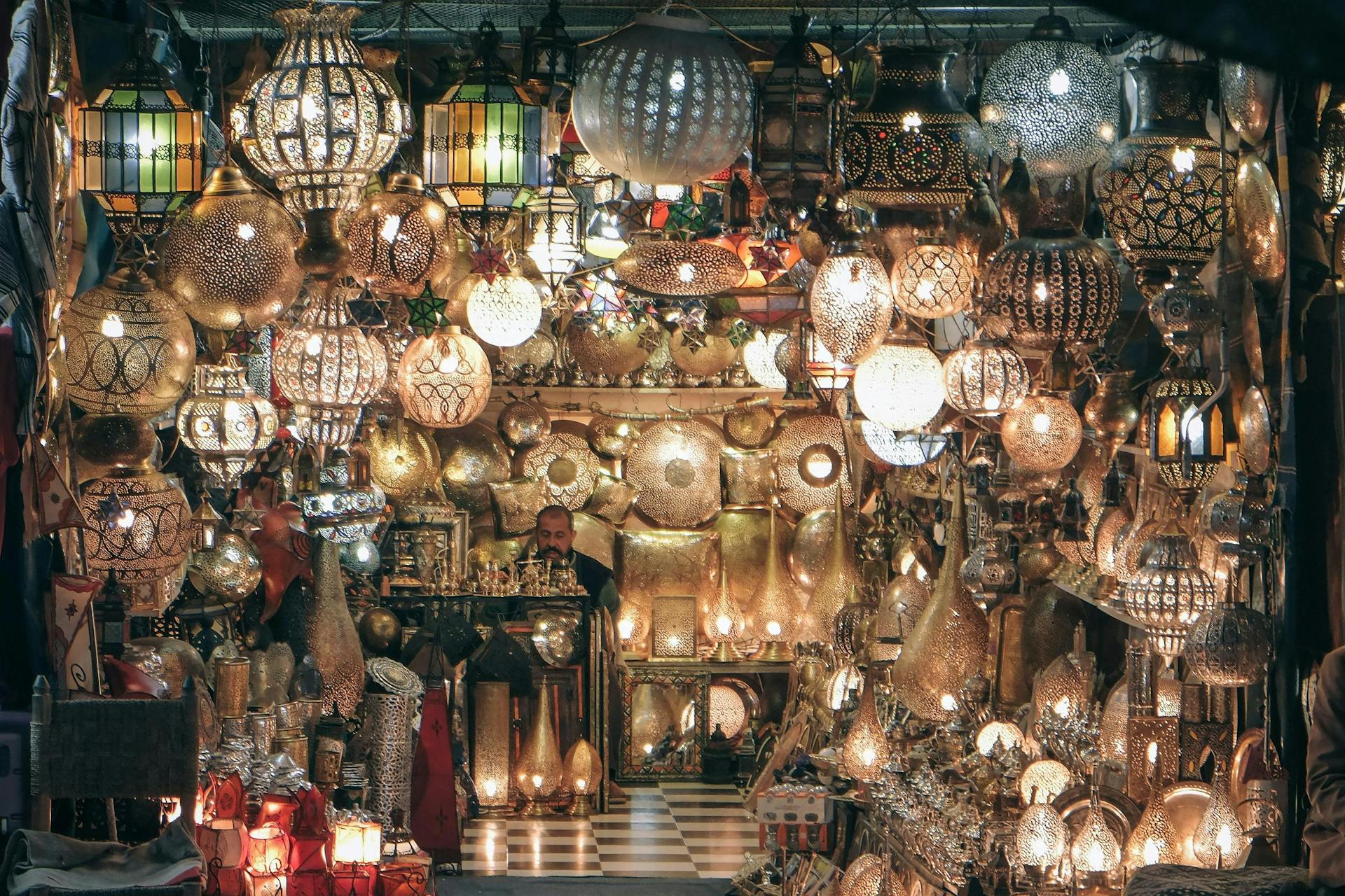 A shop full of lanterns in Marrakech. 
