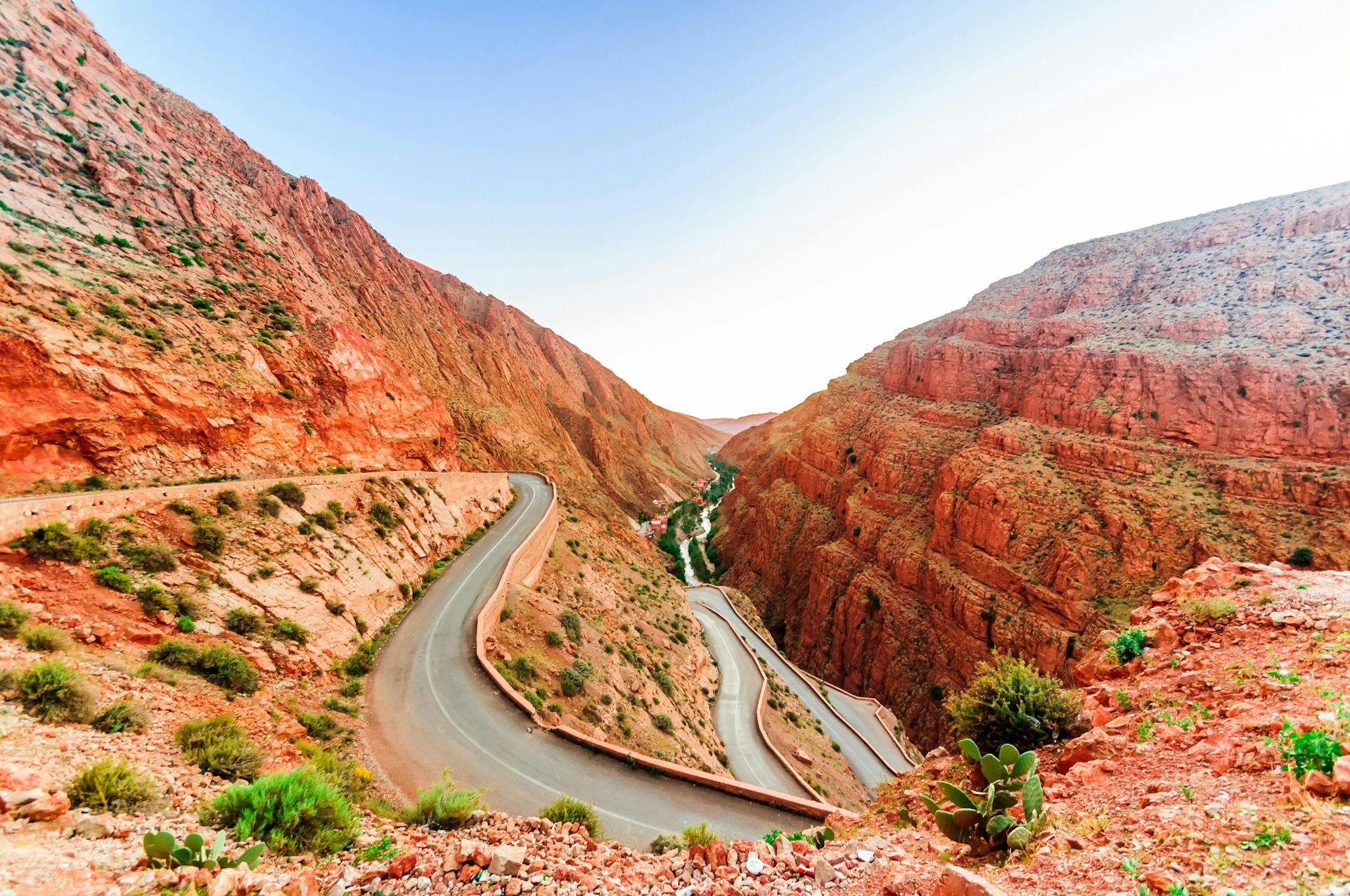 A zig-zag road in Dades Valley, Morocco. 
