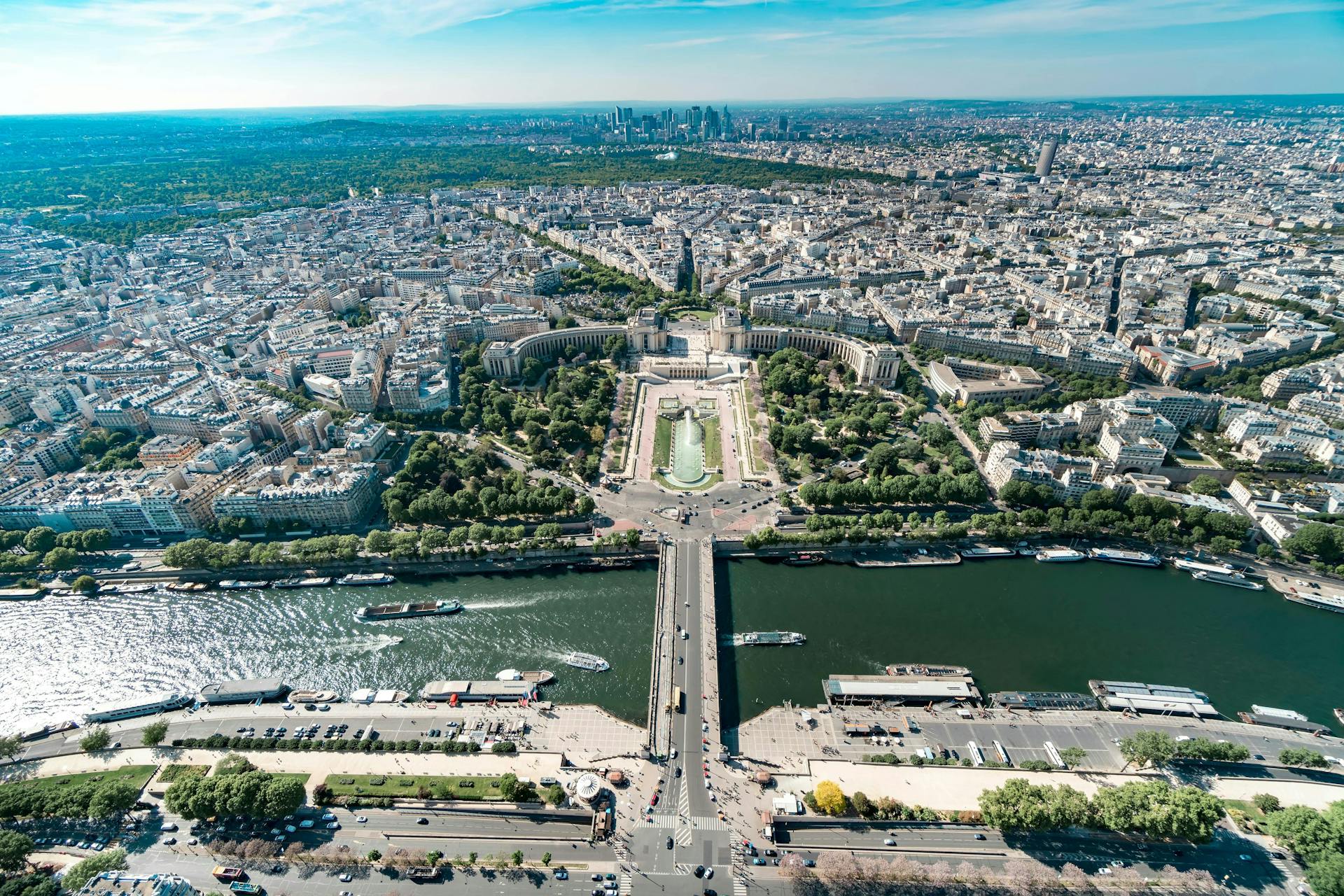 A view over the river Seine, seen from the Eiffel tower. 