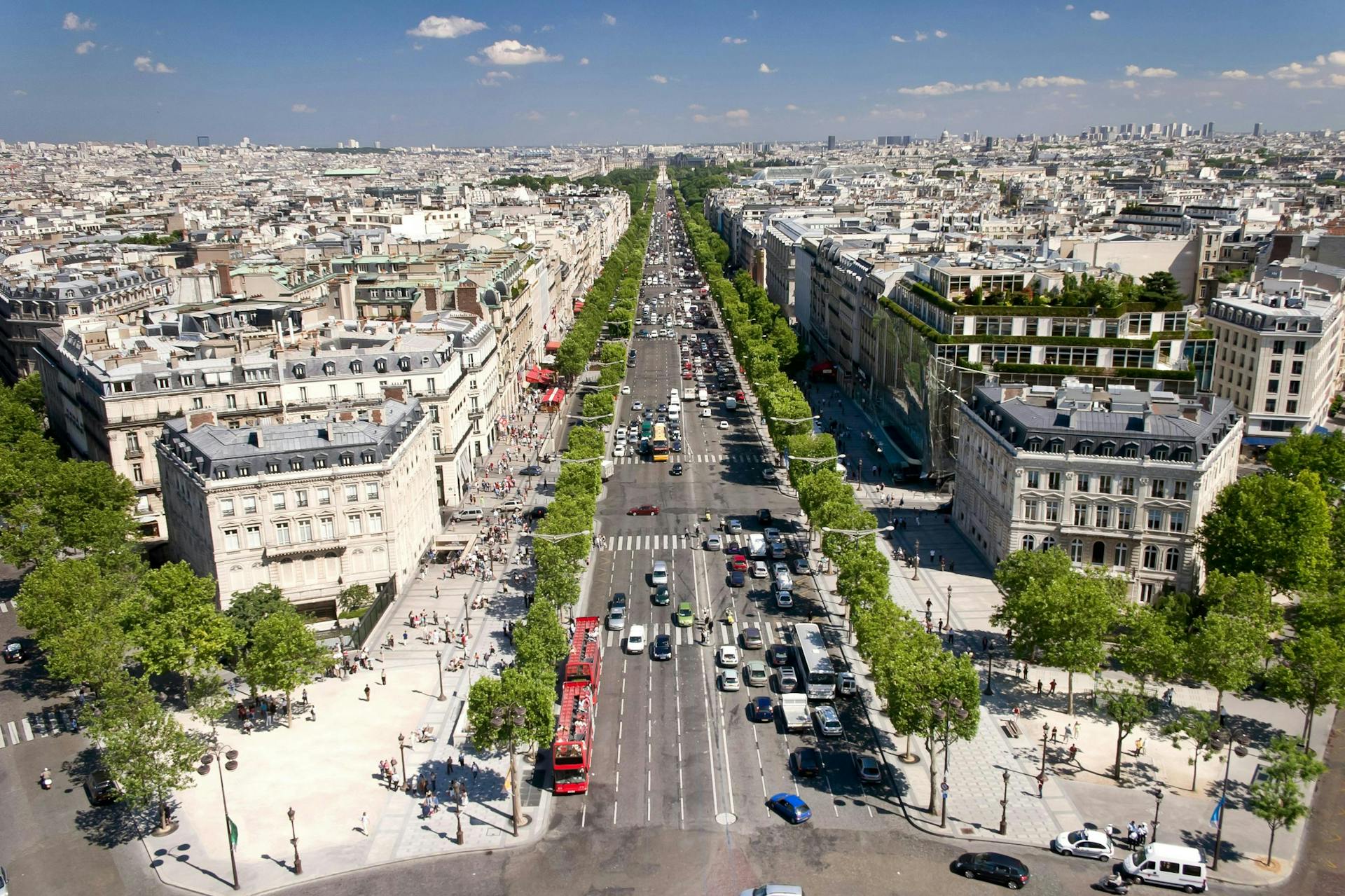 A view over the boulevard from Arc de Triomphe. 