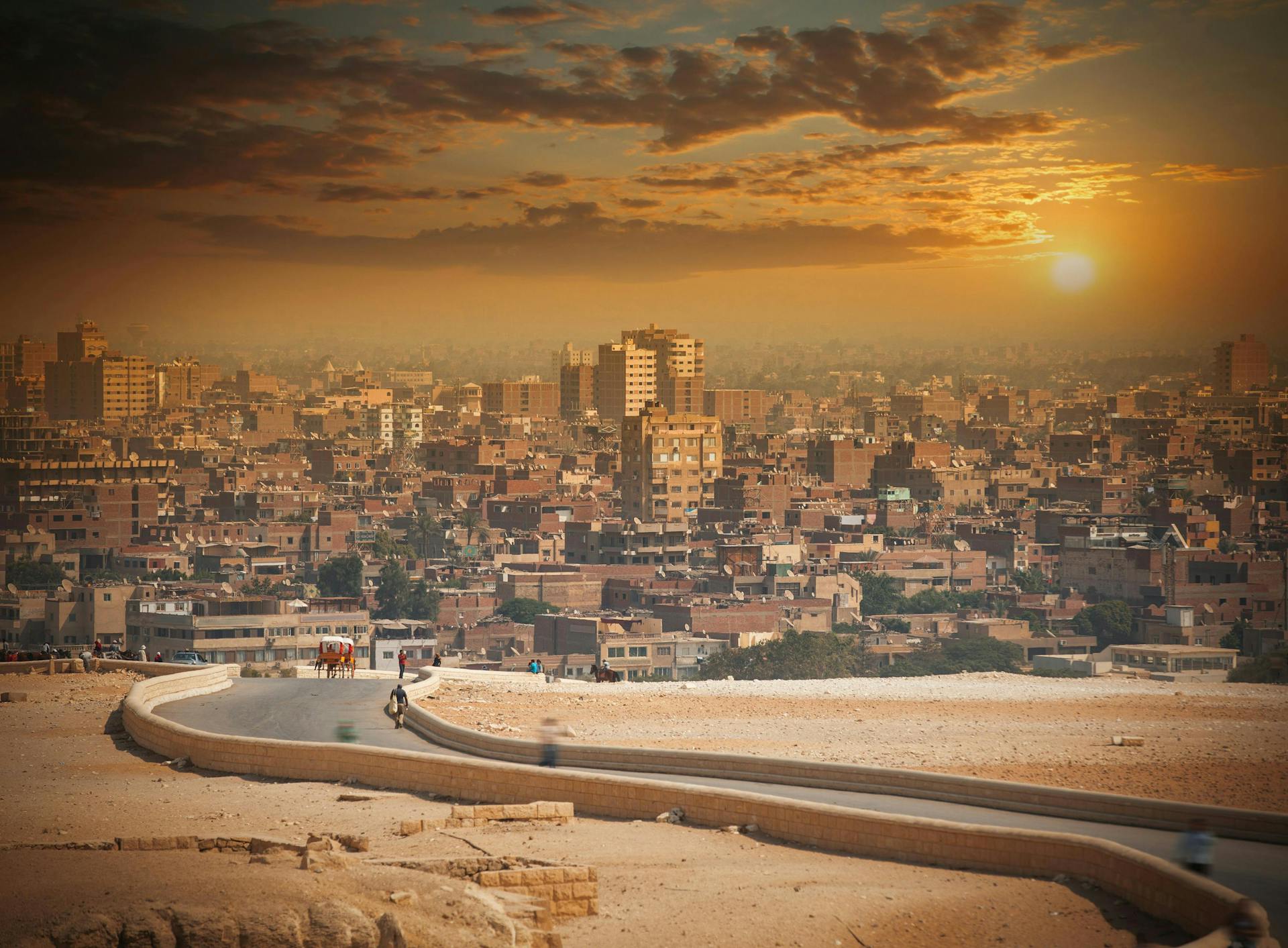 Hot sun over Cairo, Egypt. 