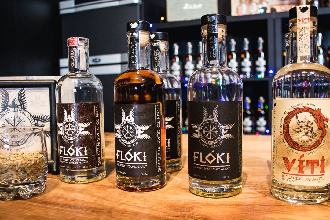 A few bottles of Flóki, Icelandic whiskey. 